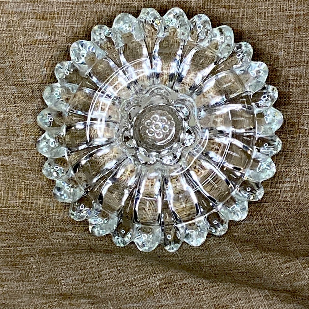 VINTAGE HAZEL ATLAS CLEAR GLASS CANDLE HOLDER